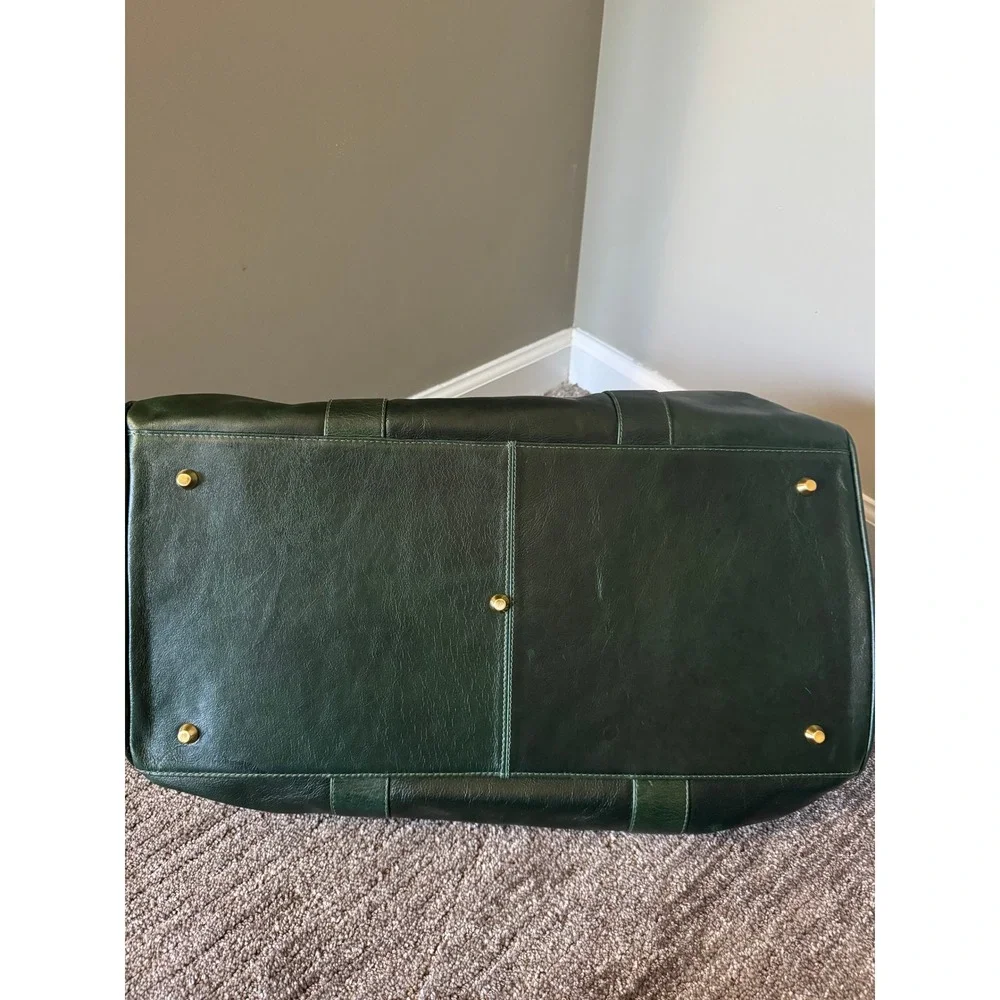 Sabandija Leather Hunter Green Weekender Duffle Tote Bag Phone Holder Set Lux